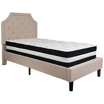 Emma and Oliver Arched Tufted Upholstered Platform Bed with Pocket Spring Mattress