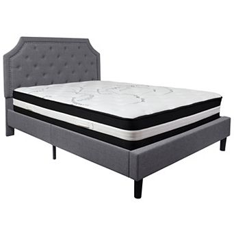 Emma and Oliver Arched Tufted Upholstered Platform Bed with Pocket Spring Mattress