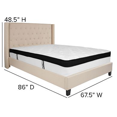 Emma and Oliver Tufted Platform Bed with Accent Nail Sides/Memory Foam Pocket Spring Mattress