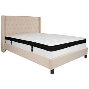 Emma and Oliver Tufted Platform Bed with Accent Nail Sides/Memory Foam Pocket Spring Mattress