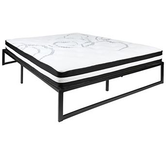 Emma and Oliver 14" Platform Bed Frame & 10" Mattress in a Box - No Box Spring Required