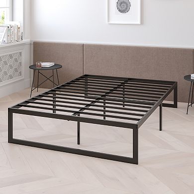 Emma and Oliver 14" Platform Bed Frame & 10" Mattress in a Box - No Box Spring Required