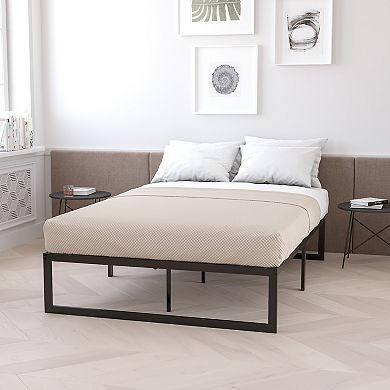 Emma and Oliver 14" Platform Bed Frame & 10" Mattress in a Box - No Box Spring Required