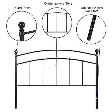 Merrick Lane Kildare Metal Headboard Contemporary Arched Headboard With Adjustable Rail Slots