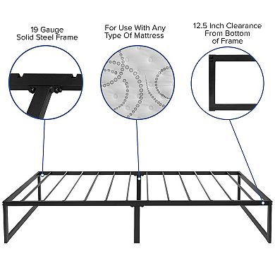 Merrick Lane Varallo 14 Inch Steel Bed Frame With Steel Slat Support For Any Mattress