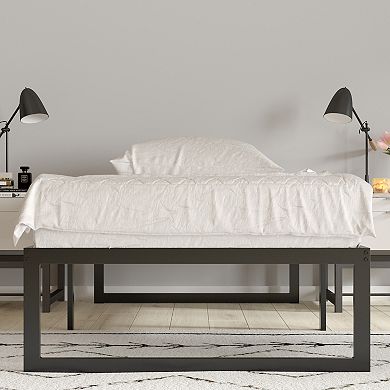 Merrick Lane Varallo 14 Inch Steel Bed Frame With Steel Slat Support For Any Mattress