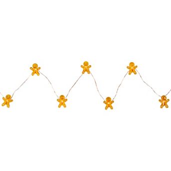 10-Count LED Mini Gingerbread Men Christmas Fairy Lights 5.25ft Copper Wire