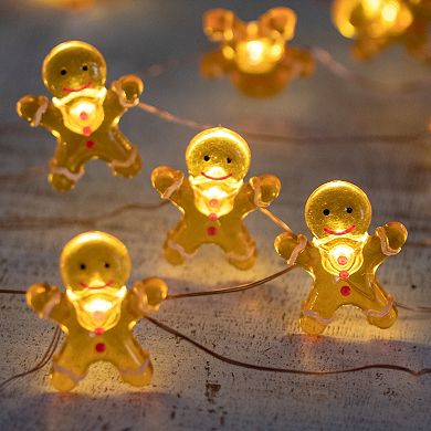 10-Count LED Mini Gingerbread Men Christmas Fairy Lights 5.25ft Copper Wire