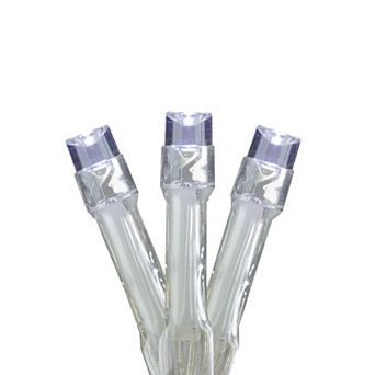 Set of 15 Pure White Battery Operated LED Christmas Lights 5 ft Clear Wire