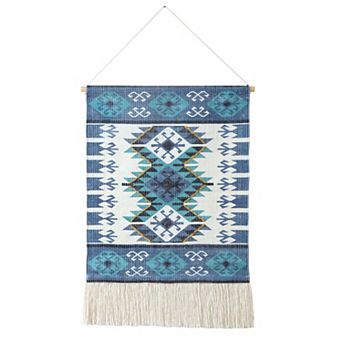 Boho Bordered Woven Cotton Fringed Wall Hanging Tapestry 50.5" x 25.5"
