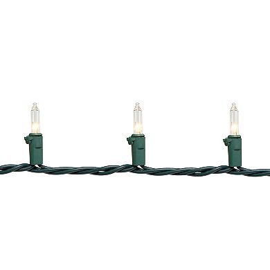 300-Count Clear Mini Christmas Light Set 149.6ft Green Wire
