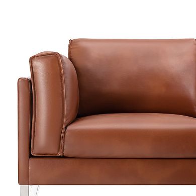 Morden Fort Leather Three Seat Sofa And Matching Footrest