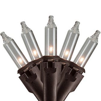 300-Count Clear Mini Christmas Light Set 149.6ft Brown Wire