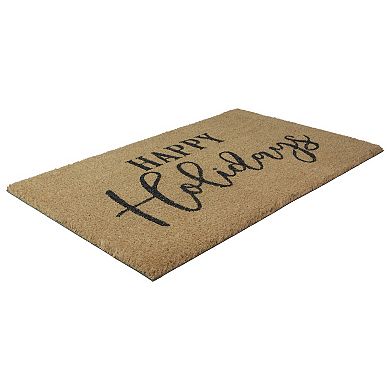 Natural Coir "Happy Holidays" Christmas Doormat 18" x 30 in