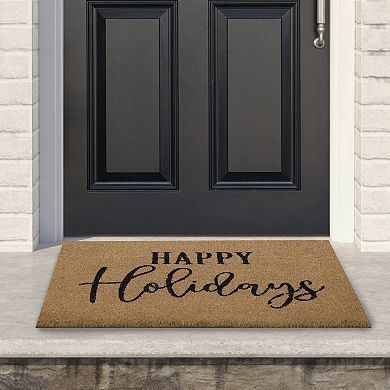 Natural Coir "Happy Holidays" Christmas Doormat 18" x 30 in
