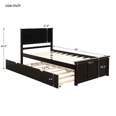 Merax Twin Size Platform Bed with Twin Size Trundle