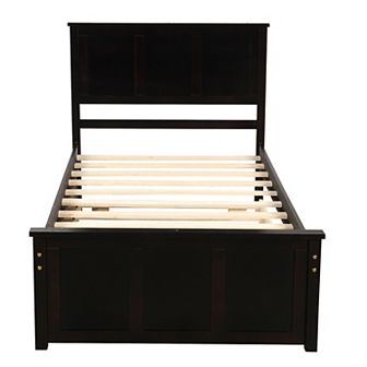 Merax Twin Size Platform Bed with Twin Size Trundle