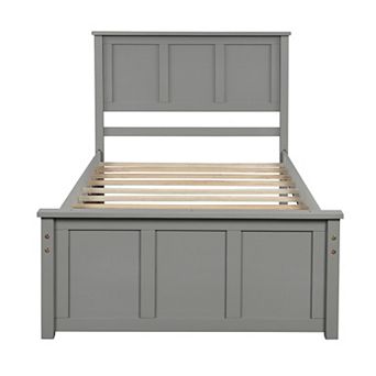 Merax Twin Size Platform Bed with Twin Size Trundle