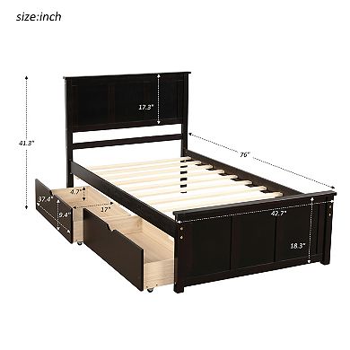 Merax Twin Size Platform Storage Bed,2 drawers with wheels