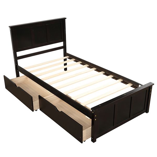 Merax Twin Size Platform Storage Bed,2 drawers with wheels