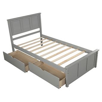Merax Twin Size Platform Storage Bed,2 drawers with wheels