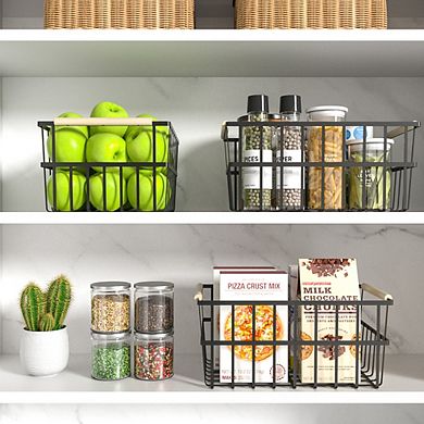 Oceanstar Metal Wire Organizer Bin Basket with Handles, Set of 3