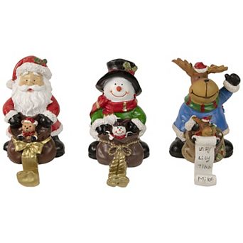 Set of 3 Santa Snowman and Reindeer Christmas Stocking Holders 5.25"