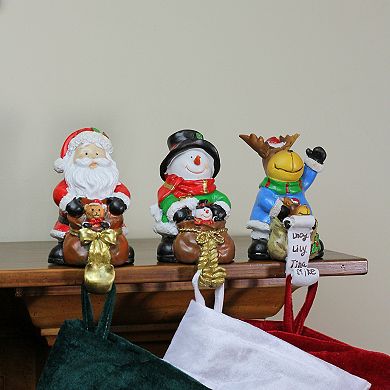Set of 3 Santa Snowman and Reindeer Christmas Stocking Holders 5.25"