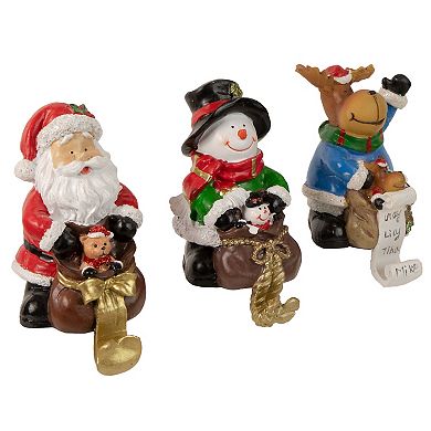 Set of 3 Santa Snowman and Reindeer Christmas Stocking Holders 5.25"
