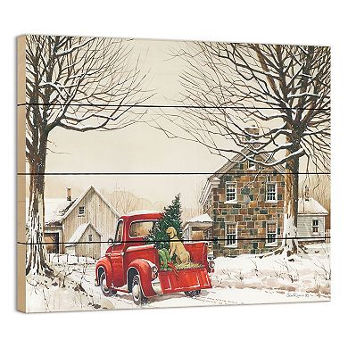 Red and Ivory Tucker's First Christmas Rectangular Wall Art Decor 12" x 16"