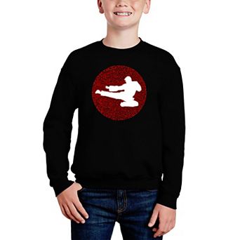 Types Of Martial Arts - Boy's Word Art Crewneck Sweatshirt