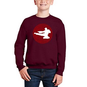 Types Of Martial Arts - Boy's Word Art Crewneck Sweatshirt