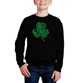 St. Patrick's Day Shamrock - Boy's Word Art Crewneck Sweatshirt