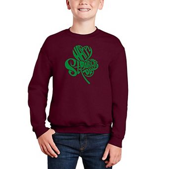St. Patrick's Day Shamrock - Boy's Word Art Crewneck Sweatshirt