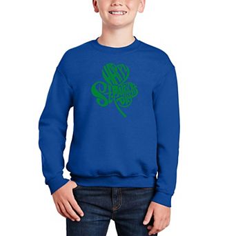 St. Patrick's Day Shamrock - Boy's Word Art Crewneck Sweatshirt