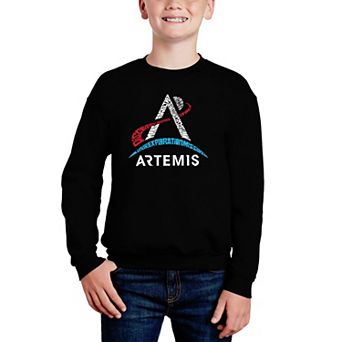 Nasa Artemis Logo - Boy's Word Art Crewneck Sweatshirt