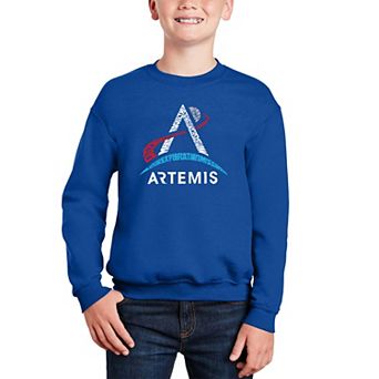 Nasa Artemis Logo - Boy's Word Art Crewneck Sweatshirt
