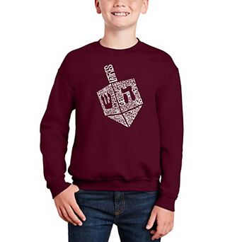 Hanukkah Dreidel - Boy's Word Art Crewneck Sweatshirt