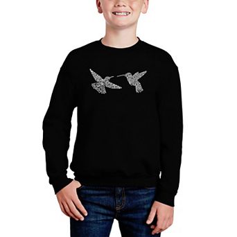 Hummingbirds - Boy's Word Art Crewneck Sweatshirt