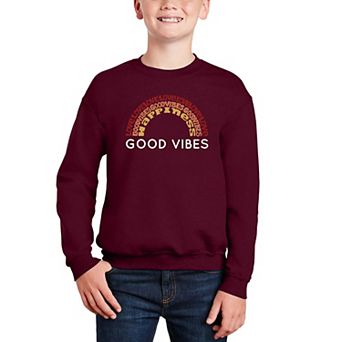 Good Vibes - Boy's Word Art Crewneck Sweatshirt