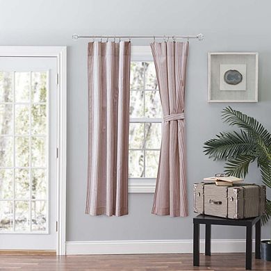 Curtain Plaza Classic Stripe Printed Unique Tailored Panel Pair With Tiebacks