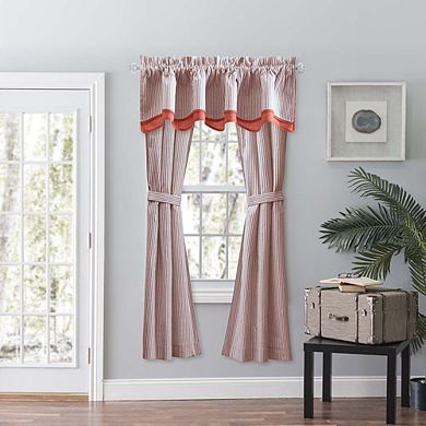 Curtain Plaza Classic Stripe Printed Unique Tailored Panel Pair With Tiebacks