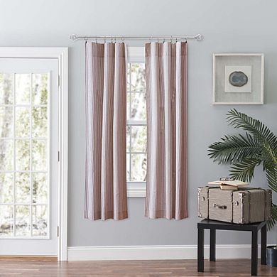 Curtain Plaza Classic Stripe Printed Unique Tailored Panel Pair With Tiebacks