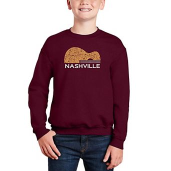 Nashville Guitar - Boy's Word Art Crewneck Sweatshirt