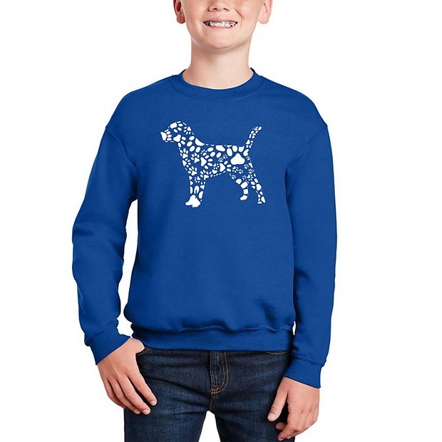 Dog Paw Prints Boy s Word Art Crewneck Sweatshirt