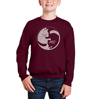 Yin Yang Cat - Boy's Word Art Crewneck Sweatshirt