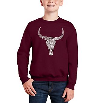 Texas Skull - Boy's Word Art Crewneck Sweatshirt
