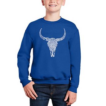 Texas Skull - Boy's Word Art Crewneck Sweatshirt