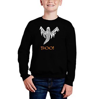 Halloween Ghost - Boy's Word Art Crewneck Sweatshirt