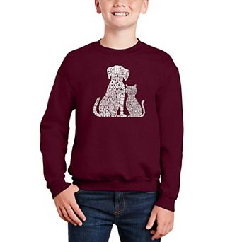 Dogs And Cats - Boy's Word Art Crewneck Sweatshirt